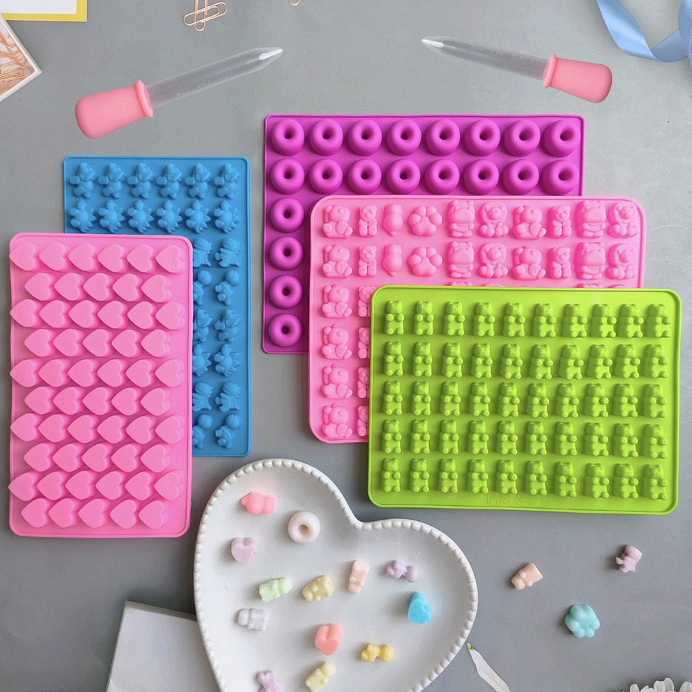 Kitchen Baking Trays - 7Pcs Candy Silicone Moulds with 2