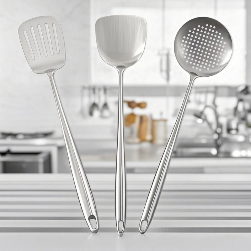 Offset Spatula Set - Wok Spatula and Ladle, Skimmer Spoon,