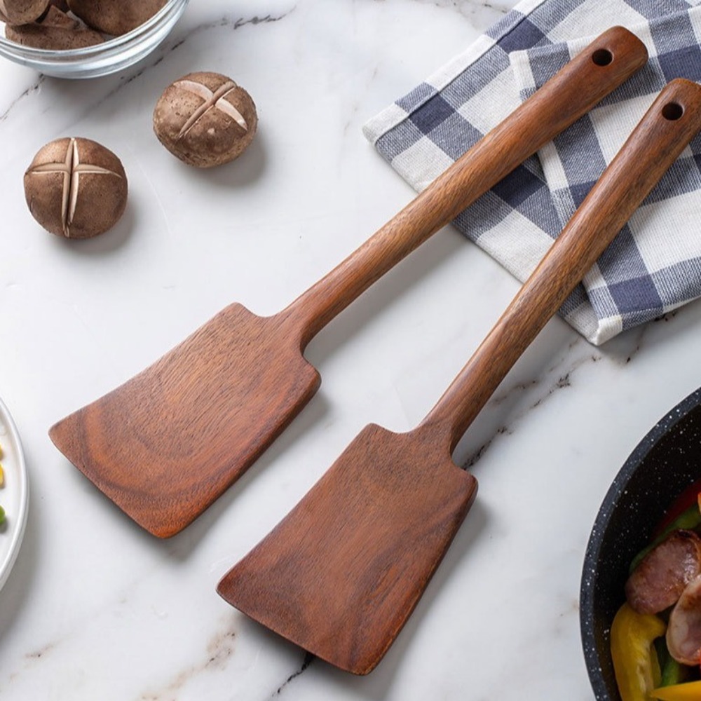 Offset Spatula Set - 34cm Solid Wood Cooking Spatula Turners
