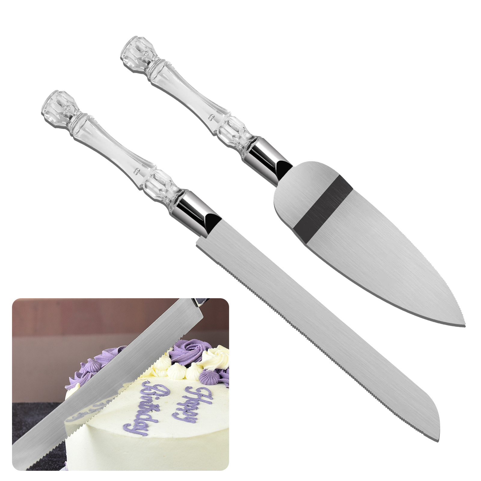 Cake Knife and Server Set Crys - Offset Spatula Set ulasan dan harga