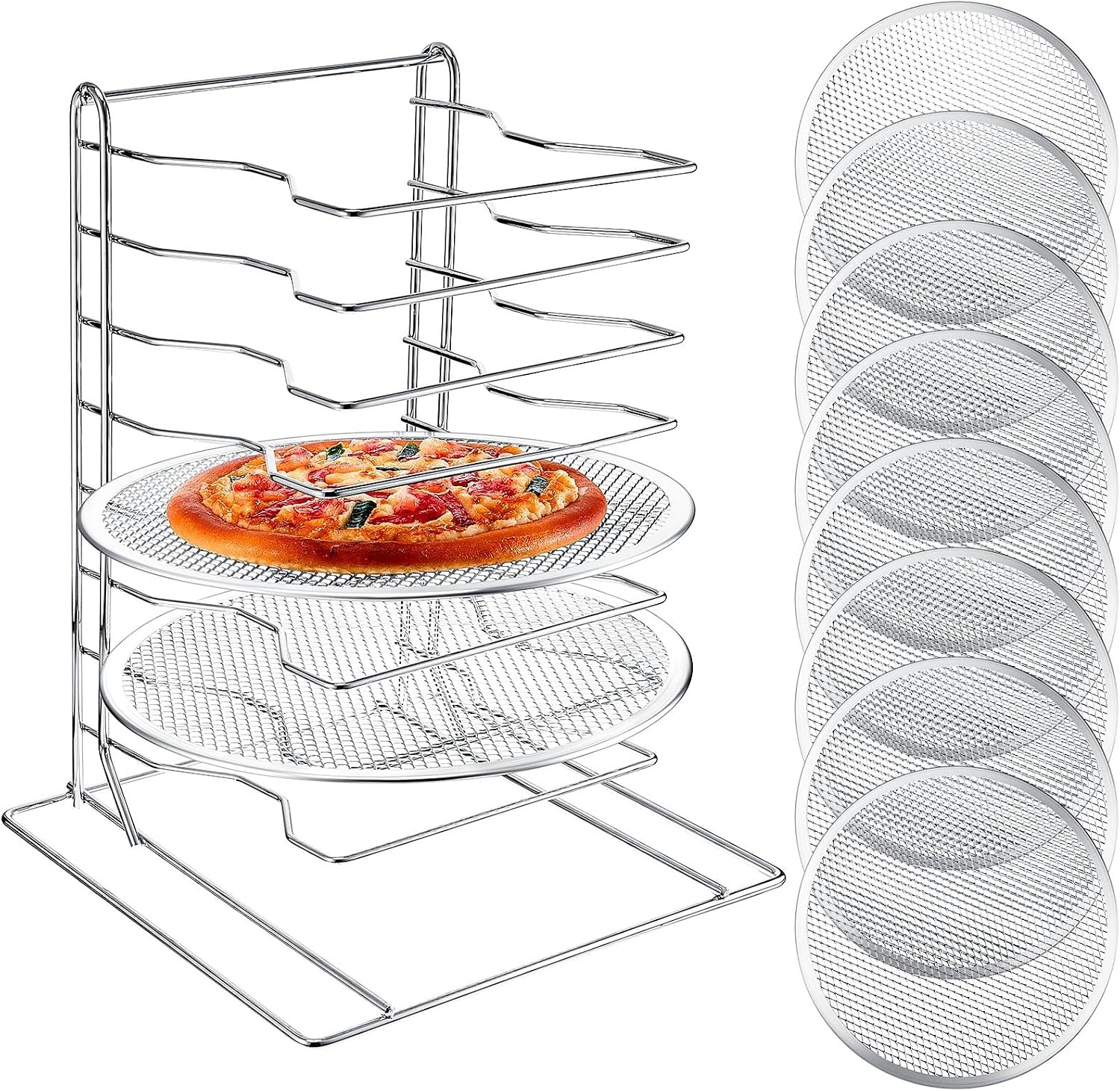 Pizza Rack 8 Tiered Stand With - Kitchen Baking Pans ulasan dan harga