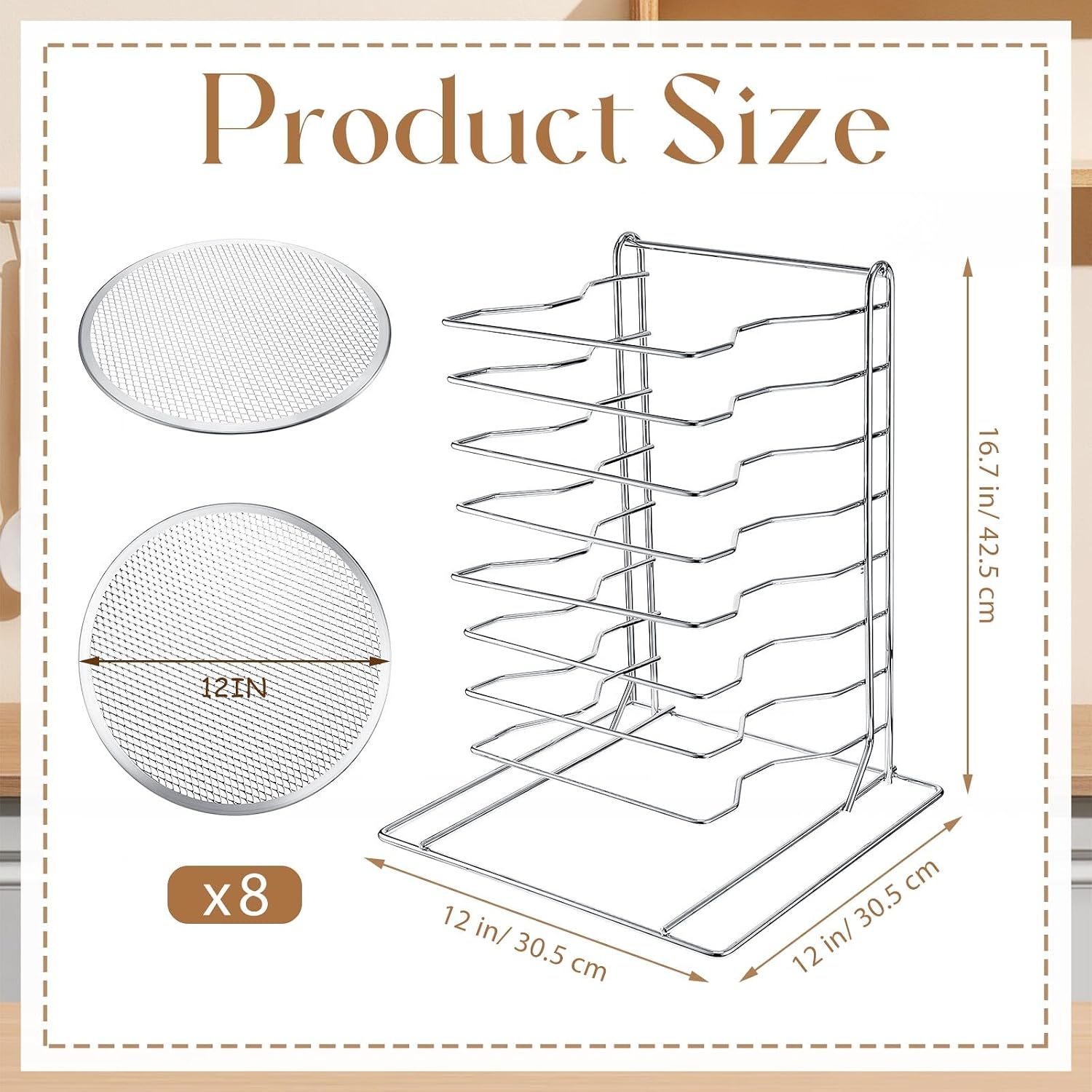 Pizza Rack 8 Tiered Stand With - Kitchen Baking Pans ulasan dan harga