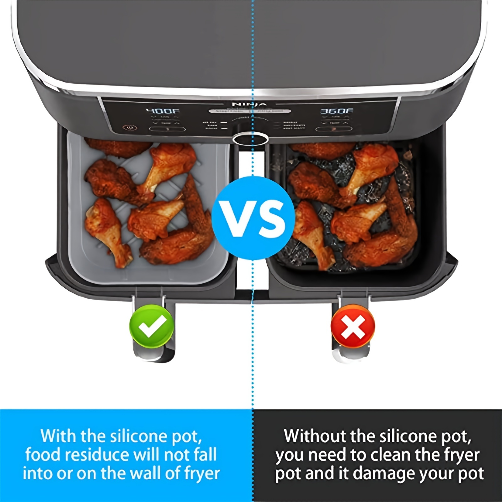 1/2Pcs Air Fryer Silicone Tray - Kitchen Baking Trays ulasan dan harga