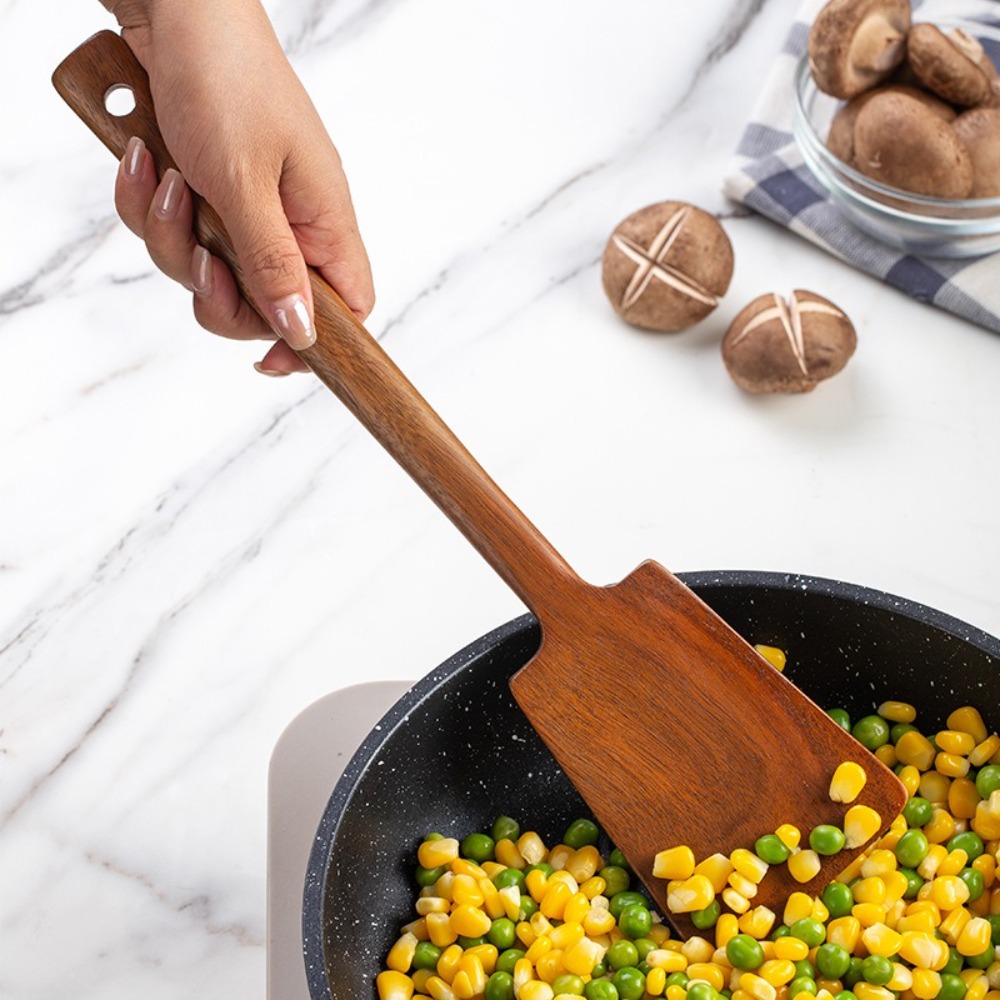 34cm Solid Wood Cooking Spatul - Offset Spatula Set ulasan dan harga